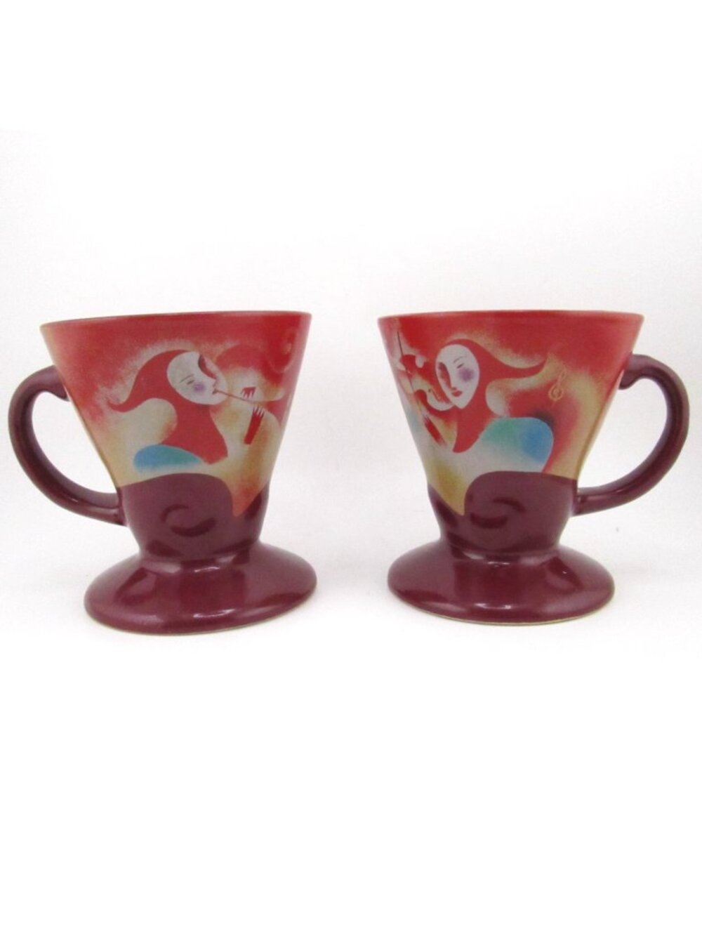 Vintage Pair Frangelico Court Jester LINDA FRICHTEL Espresso Coffee Cups/Mugs
